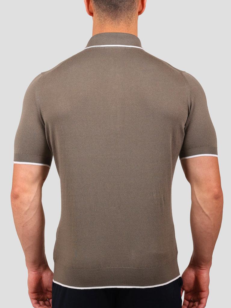 Svevo Maglia Polo 80% Cotone - 20% Seta Grigia e Bianca Promozione
