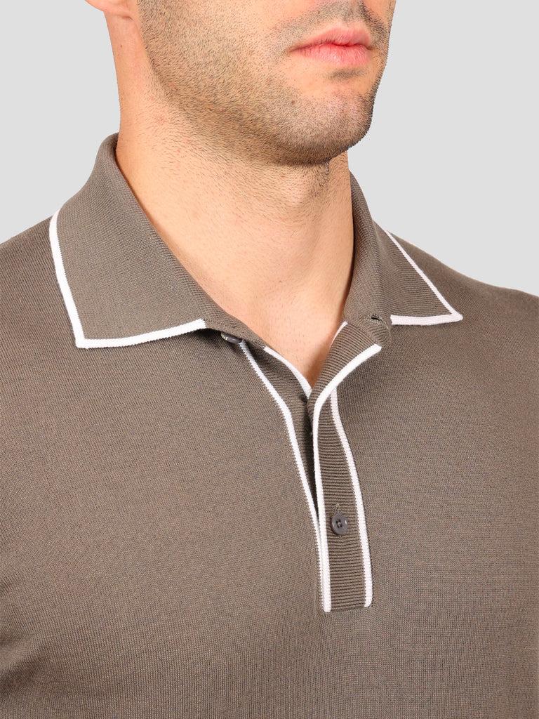 Svevo Maglia Polo 80% Cotone - 20% Seta Grigia e Bianca Promozione