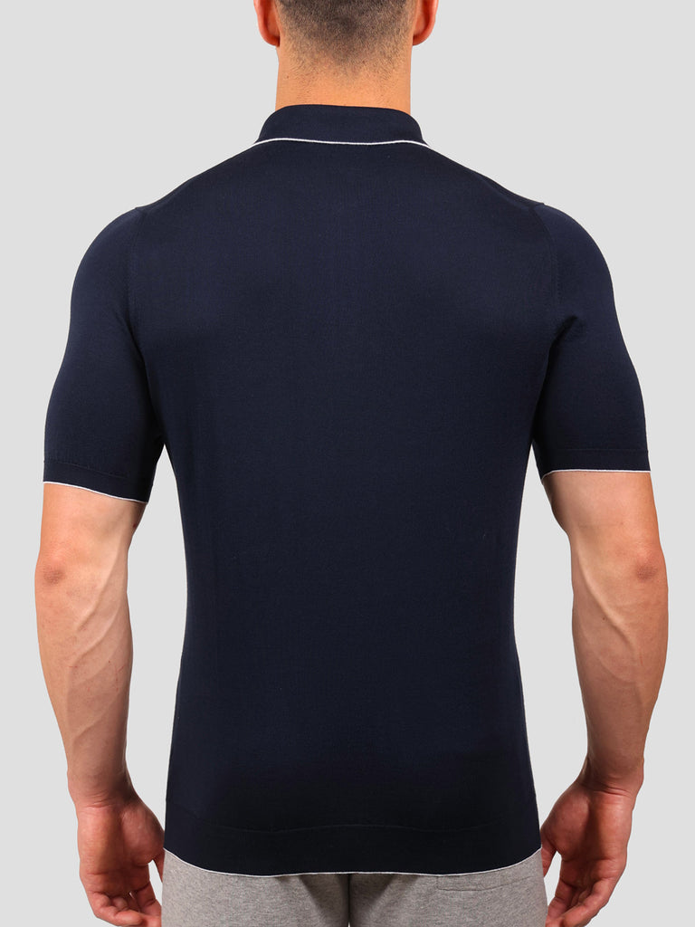 Svevo Maglia Polo con Zip 100% Cotone Supersoft Blu Spedizione Gratuita