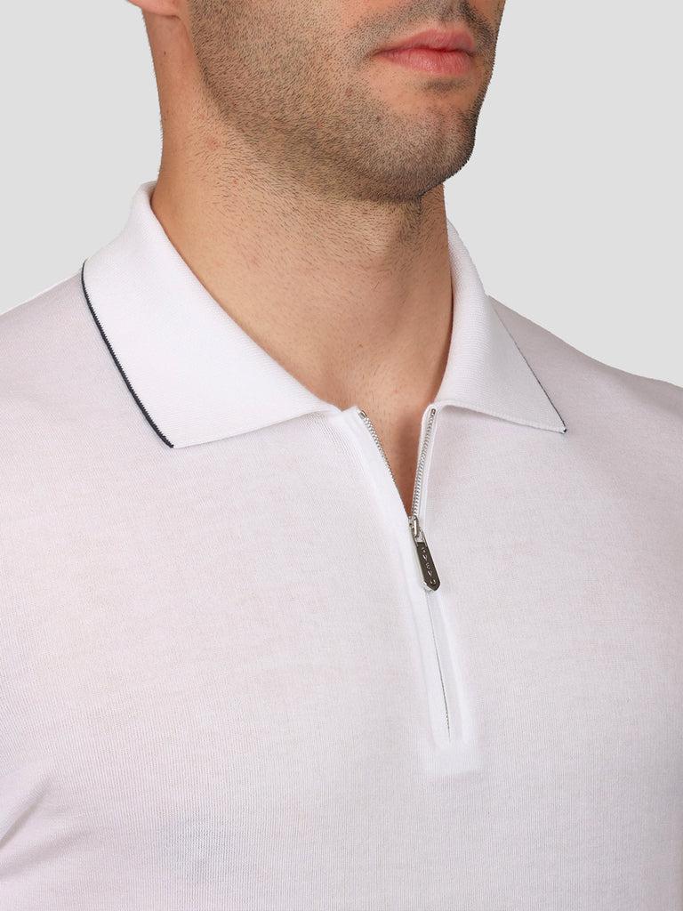 Svevo Maglia Polo con Zip 100% Cotone Supersoft Bianca Soddisfazione Garantita