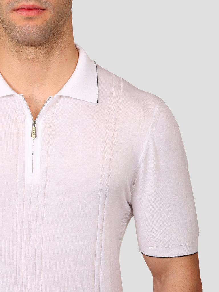 Svevo Maglia Polo con Zip 100% Cotone Supersoft Bianca Negozi Online