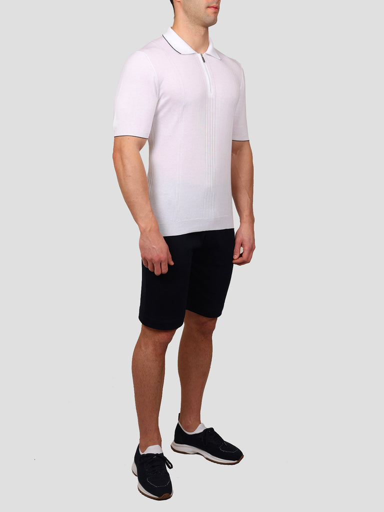 Svevo Maglia Polo con Zip 100% Cotone Supersoft Bianca Negozi Online