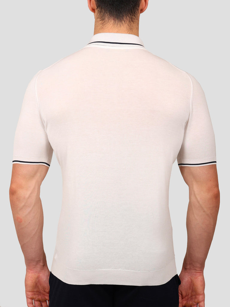 Svevo Maglia Polo con Zip 100% Cotone Makò Panna Consegna Veloce