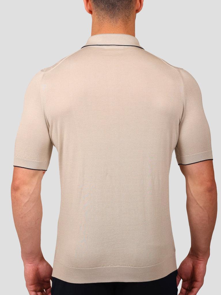 Svevo Maglia Polo con Zip 100% Cotone Supersoft Beige Promozione Limitata