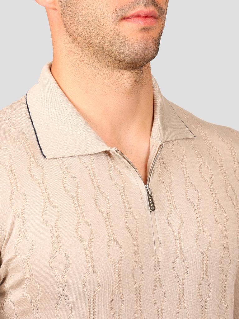 Svevo Maglia Polo con Zip 100% Cotone Supersoft Beige Promozione Limitata