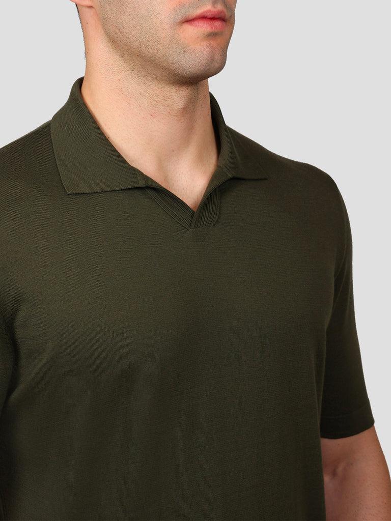 Svevo Polo scollo a V 100% Cotone Supersoft Verde Fino Al -60%