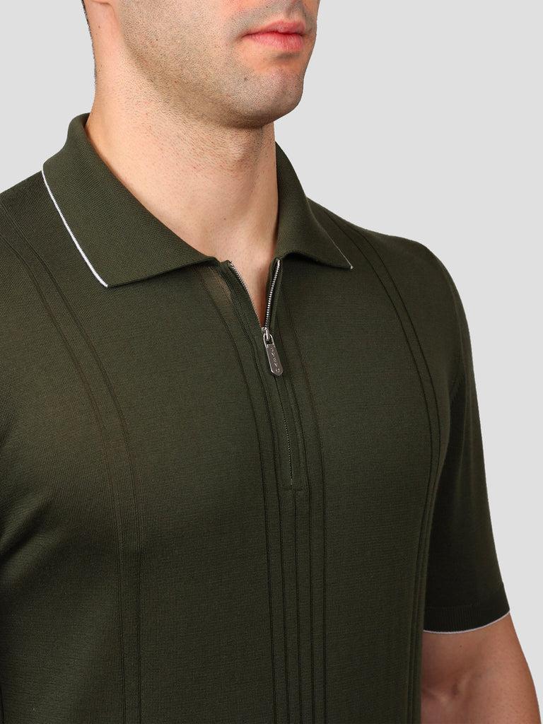 Svevo Maglia Polo con Zip 100% Cotone Supersoft Verde Shopping Online