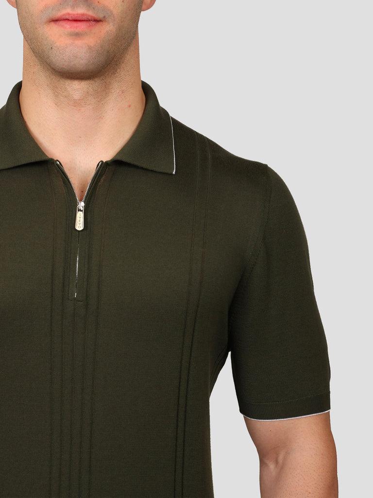 Svevo Maglia Polo con Zip 100% Cotone Supersoft Verde Shopping Online