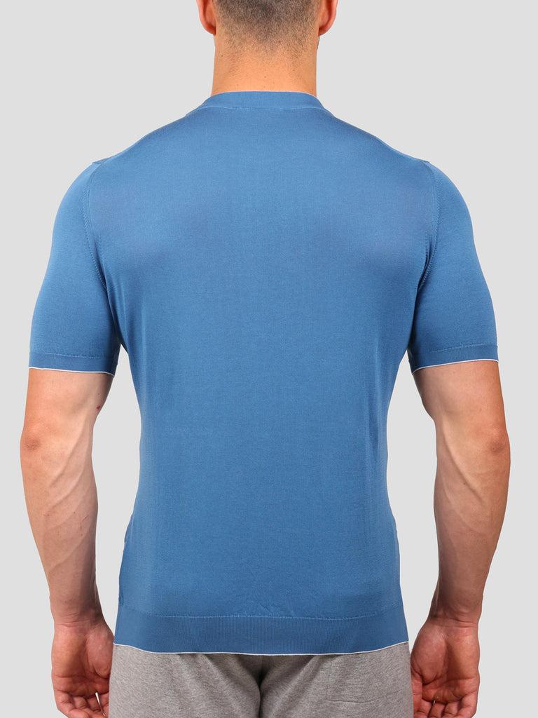 Svevo Maglia Girocollo 100% Cotone Makò Bluette In Vendita