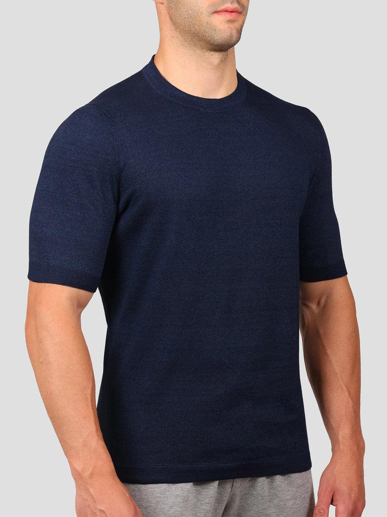 Svevo Maglia Girocollo 100% Cotone Indaco Saldi Di Fabbrica