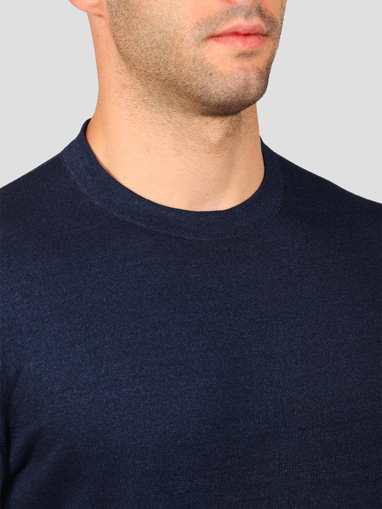 Svevo Maglia Girocollo 100% Cotone Indaco Saldi Di Fabbrica