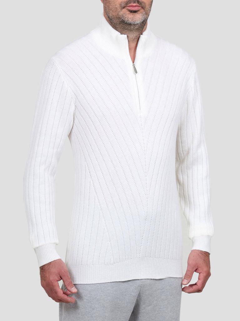 Svevo Lupetto con zip 100% Lana Bianco Consegna Veloce