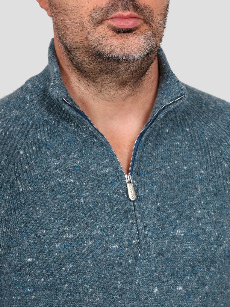 Svevo Lupetto con zip Lana Cashmere e Poliammide Blu Shopping Online