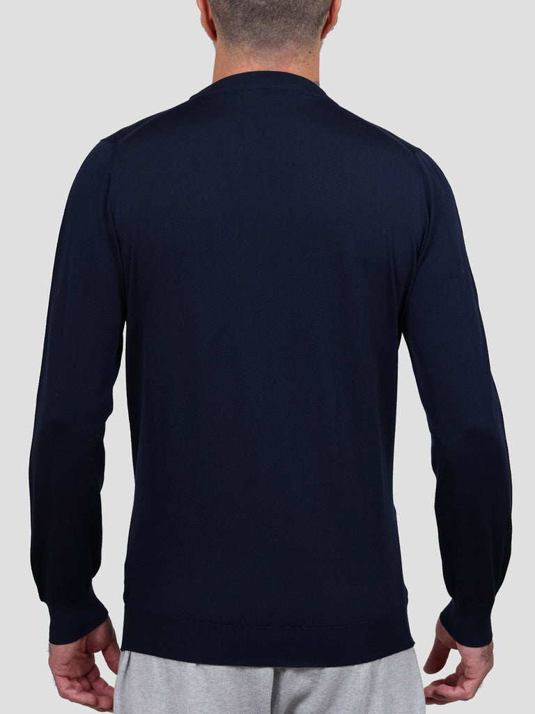 Svevo Maglia Girocollo Lana Merino Superfine 160's Blu Sottocosto