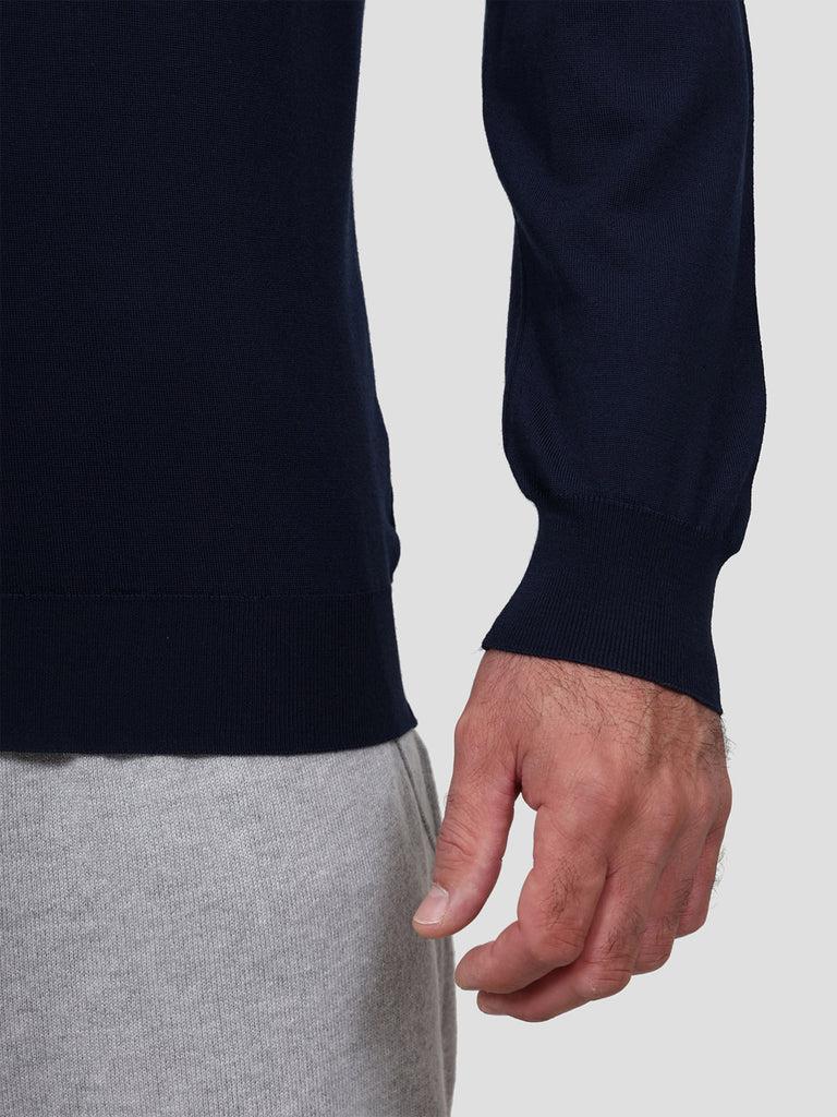 Svevo Maglia Girocollo Lana Merino Superfine 160's Blu Sottocosto