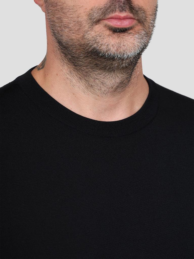 Svevo Maglia Girocollo Lana Merino Superfine 160's Nera Convenienza