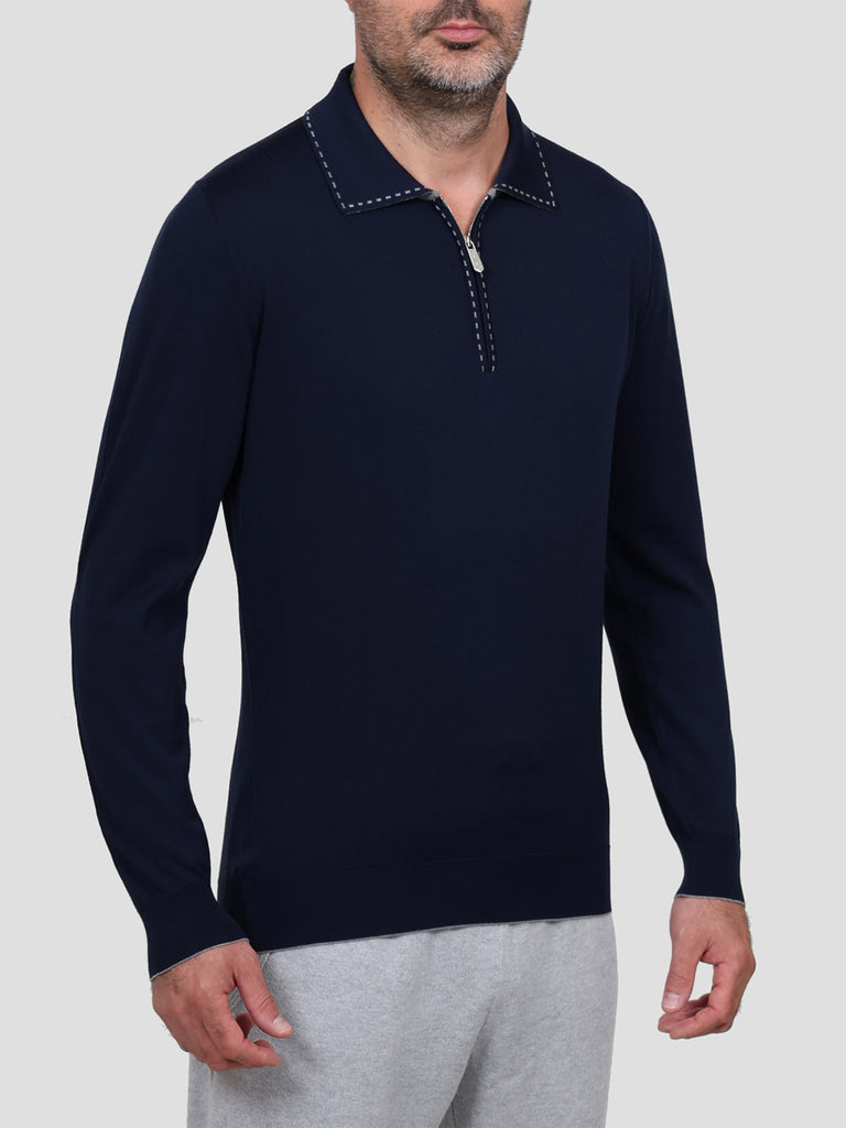 Svevo Maglia Polo Lana Merino Superfine 160's Blu Novità