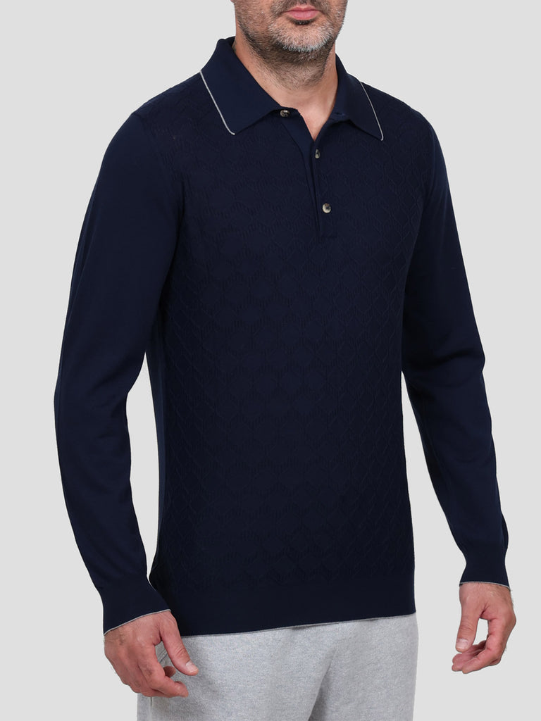 Svevo Maglia Polo Lana Merino Superfine 160's Blu Presa