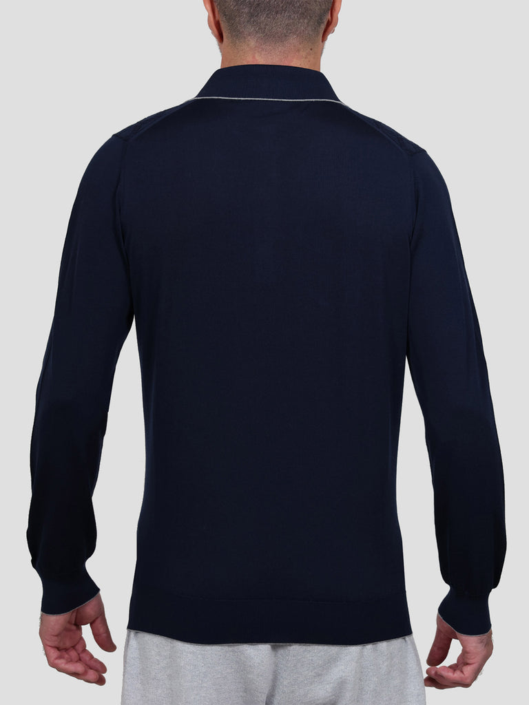 Svevo Maglia Polo Lana Merino Superfine 160's Blu Presa
