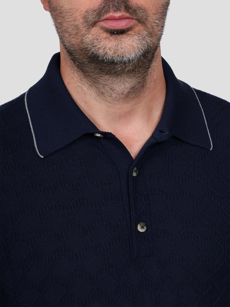 Svevo Maglia Polo Lana Merino Superfine 160's Blu Presa