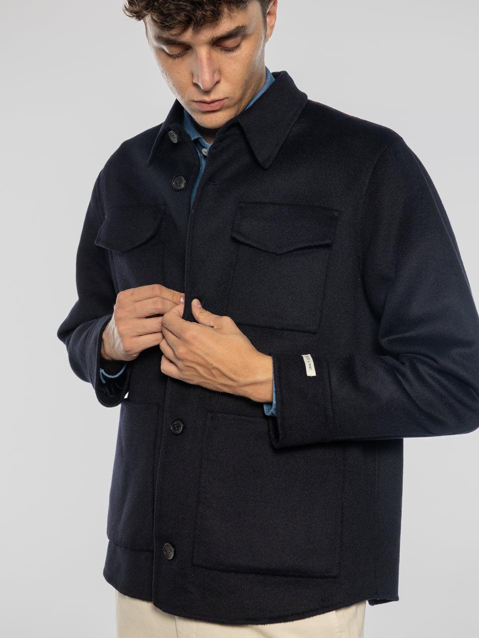 PALTò Overshirt in Panno Double Sasha Blu Offerta