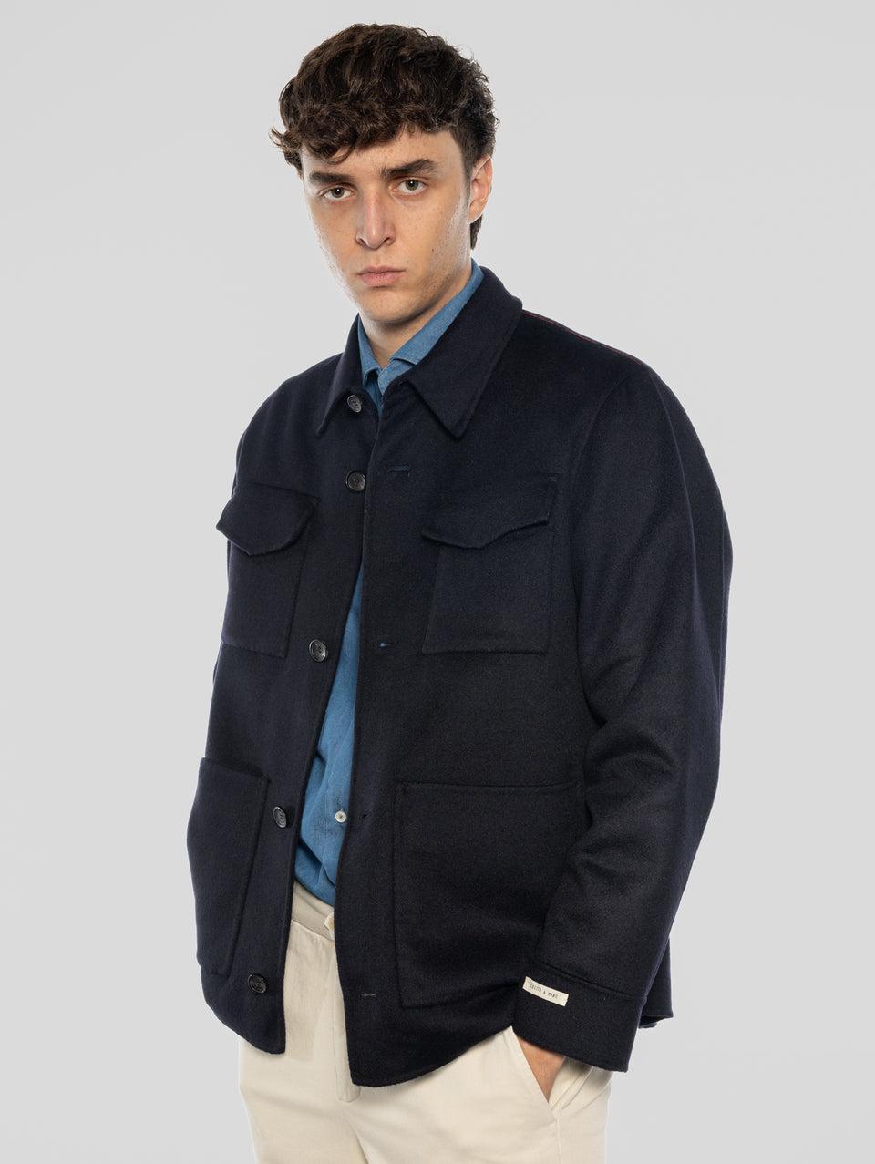 PALTò Overshirt in Panno Double Sasha Blu Offerta