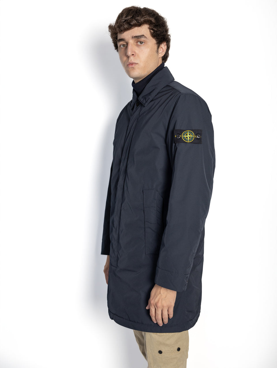STONE ISLAND Cappotto in Micro Twill con Imbottitura Blu Saldi