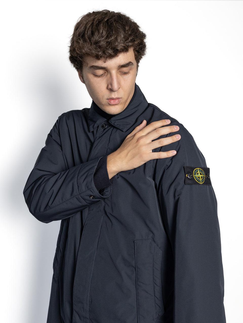STONE ISLAND Cappotto in Micro Twill con Imbottitura Blu Saldi