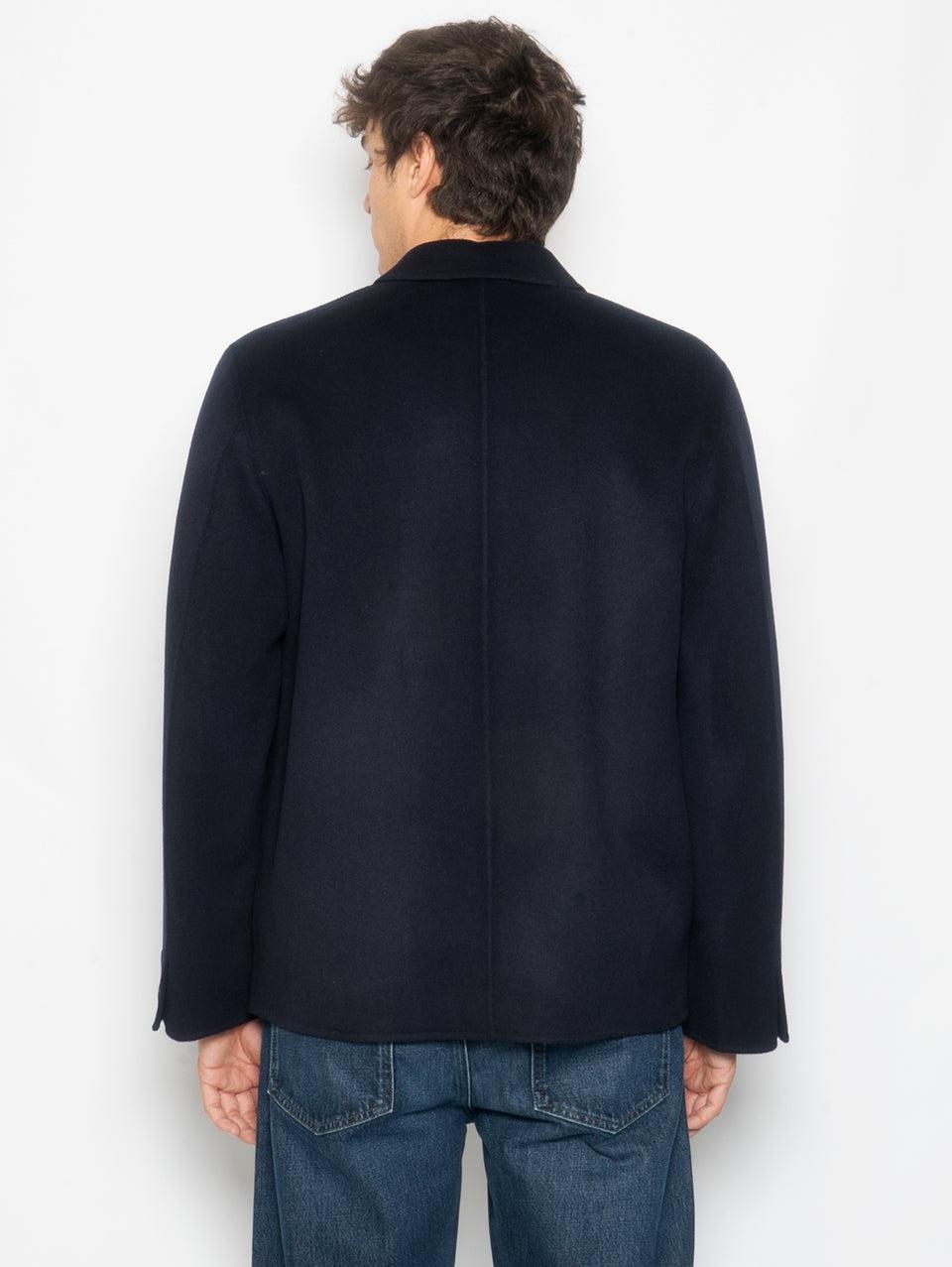 AMARANTO Giacca Worker in Cashmere e Lana Navy Saldi Di Fabbrica