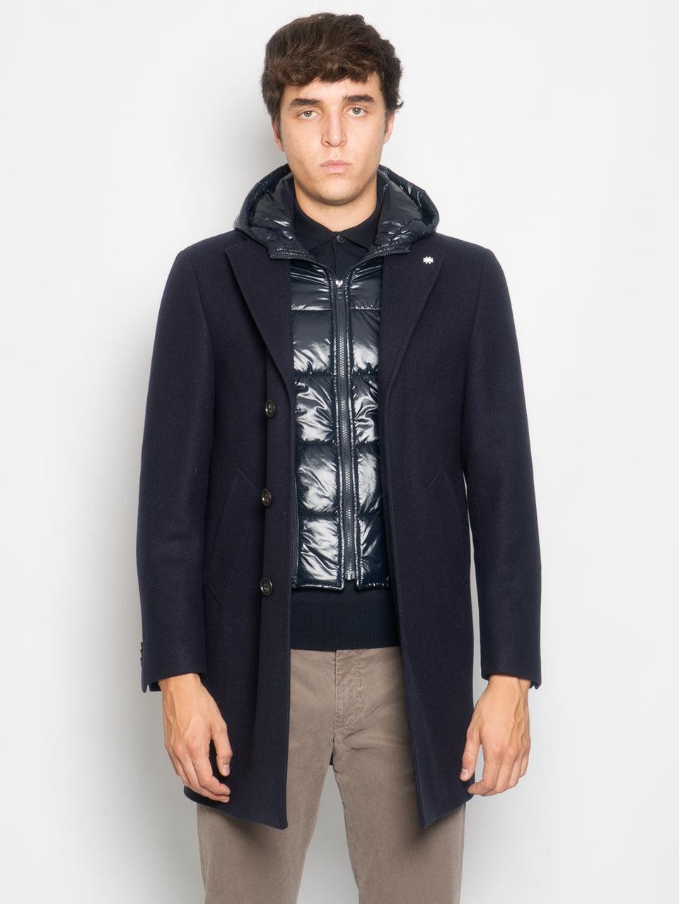 MANUEL RITZ Cappotto con Pettorina e Cappuccio Staccabile Blu Negozio