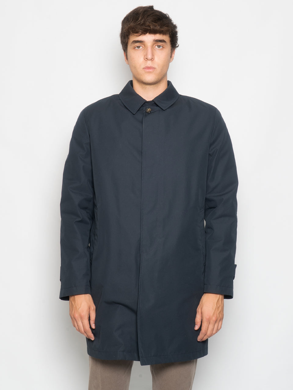 L'IMPERMEABILE Cappotto Car Coat con Interno in Lana Martin Blu In Saldo