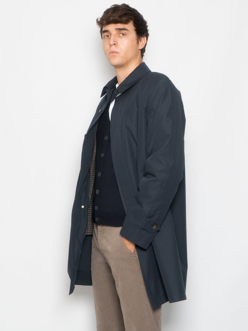 L'IMPERMEABILE Cappotto Car Coat con Interno in Lana Martin Blu In Saldo