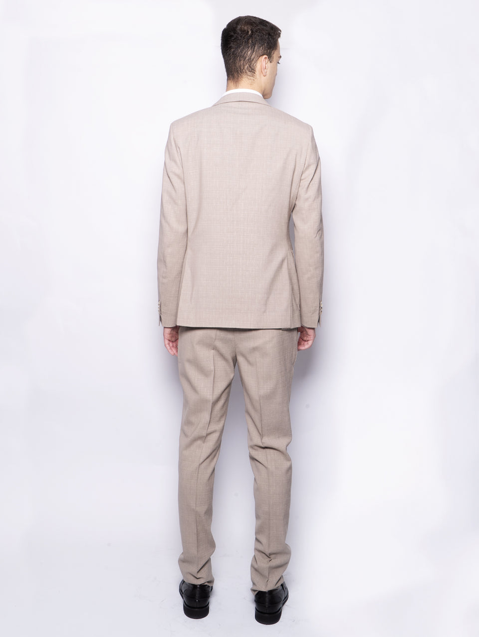 PAOLONI Completo in Lana Fiammata Stretch Beige Nuovo