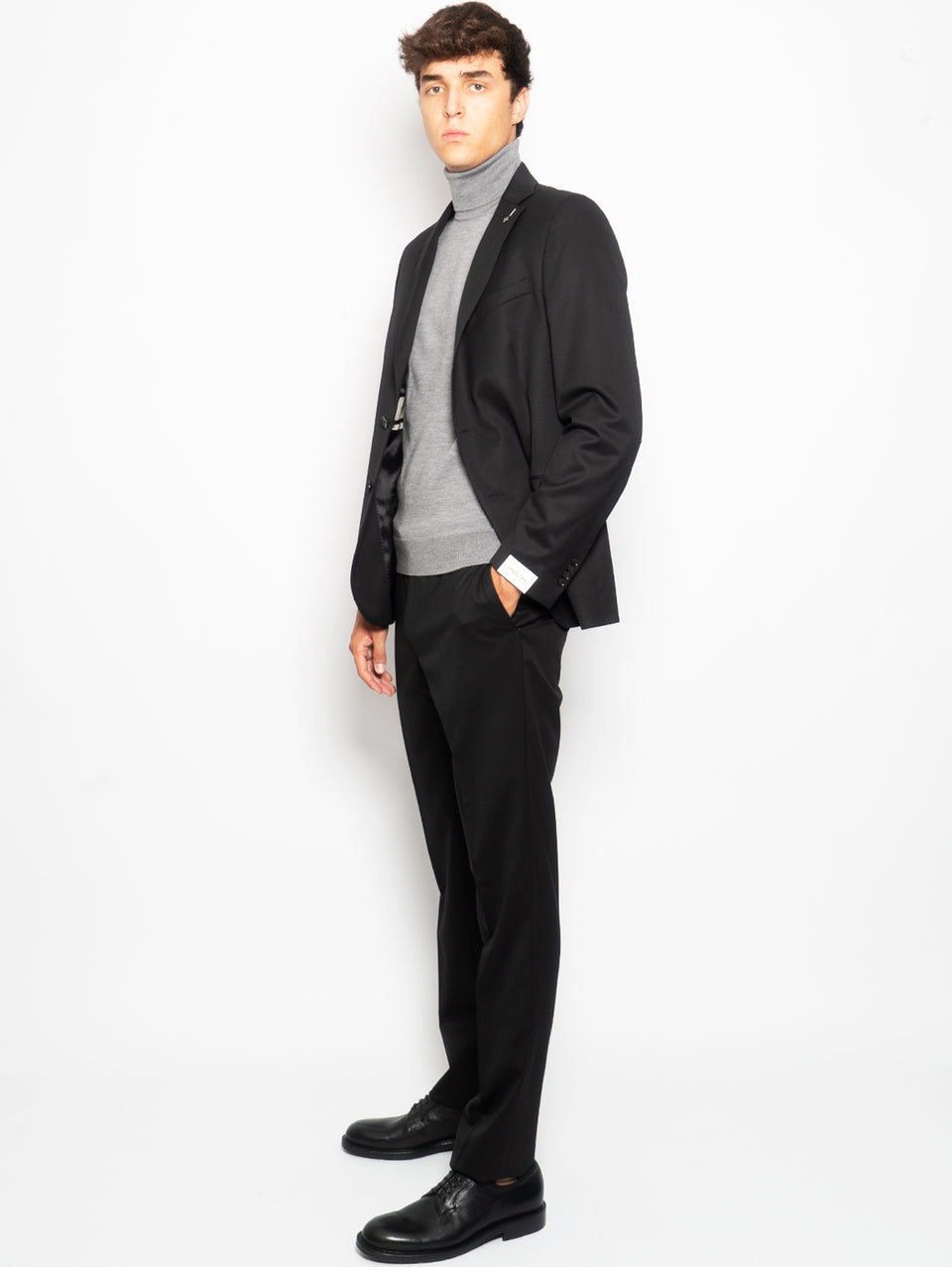 PAOLONI Completo in Lana Stretch Slim Nero Qualità Garantita