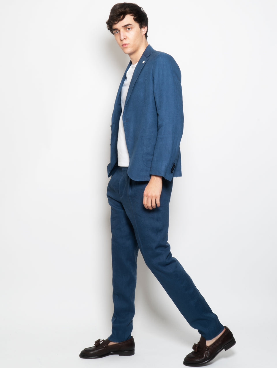 MANUEL RITZ Completo in Lino Lavato Blu Chiaro Promozione Limitata