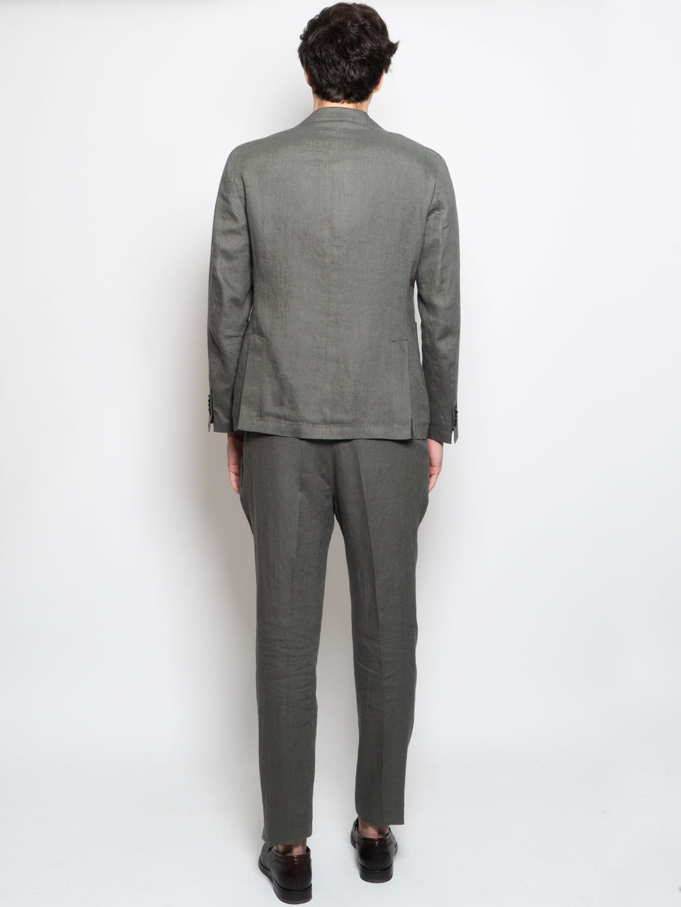 MANUEL RITZ Completo in Lino Lavato Verde Fino Al -60%