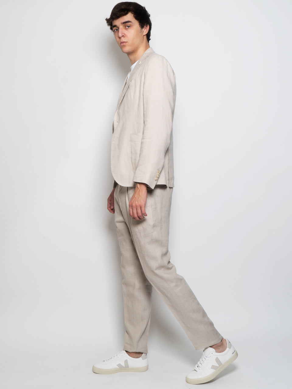 MANUEL RITZ Completo in Lino Lavato Beige Shopping Online