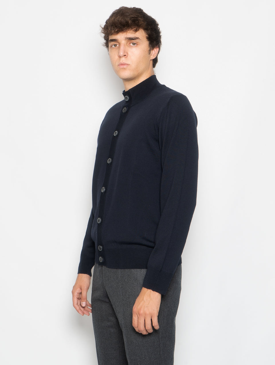 ALPHA STUDIO Cardigan con Bottoni in Merinos Blu Sconto