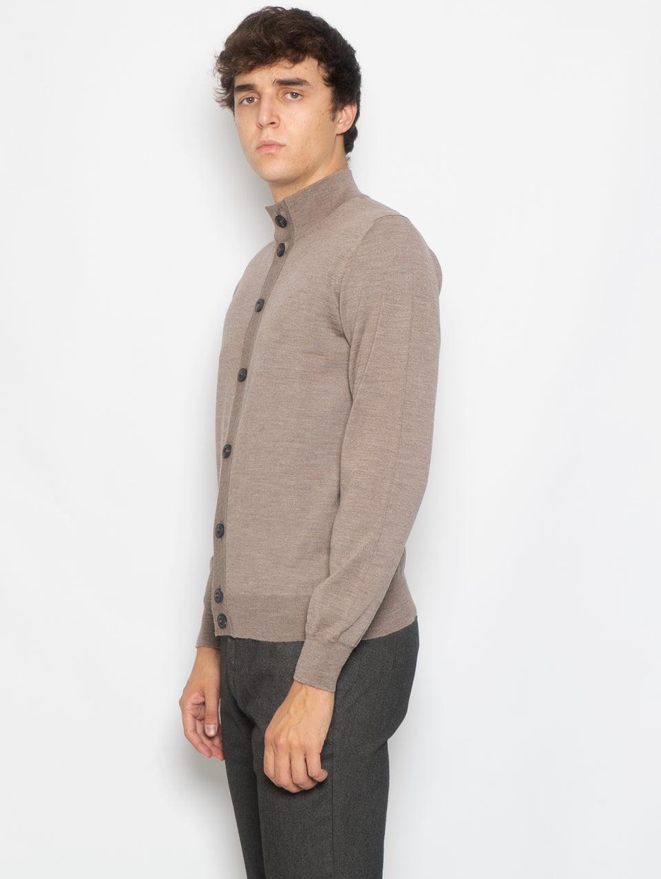 ALPHA STUDIO Cardigan con Bottoni in Merinos Greige Offerta