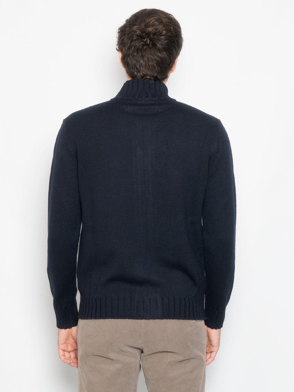 ALPHA STUDIO Cardigan in Maglia Full Zip Blu Economico