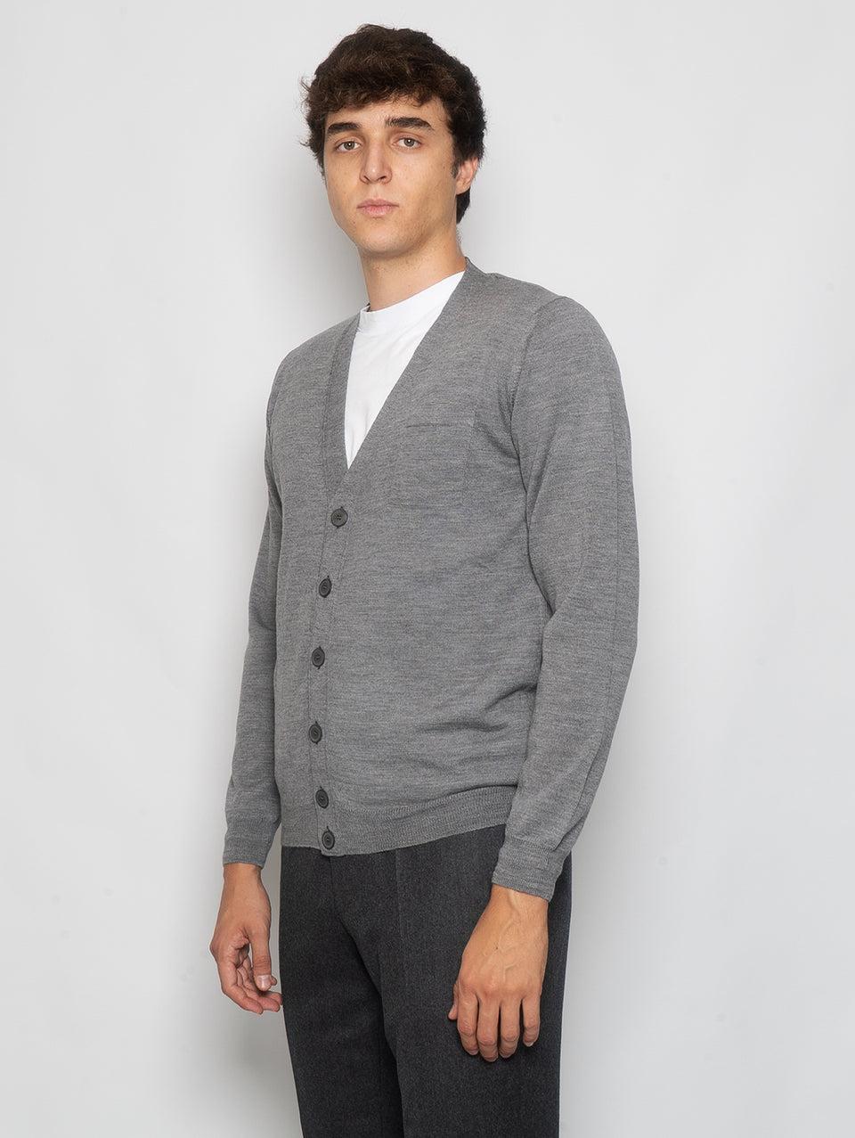 ALPHA STUDIO Cardigan con Taschino in Merinos Grigio Online