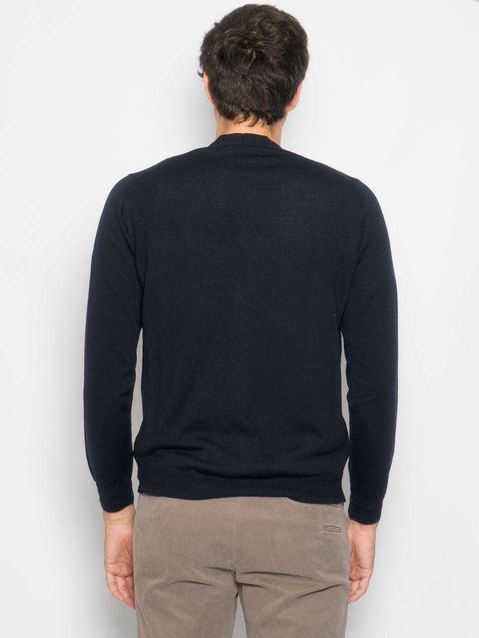 ALPHA STUDIO Cardigan con Taschino in Merinos Blu Outlet