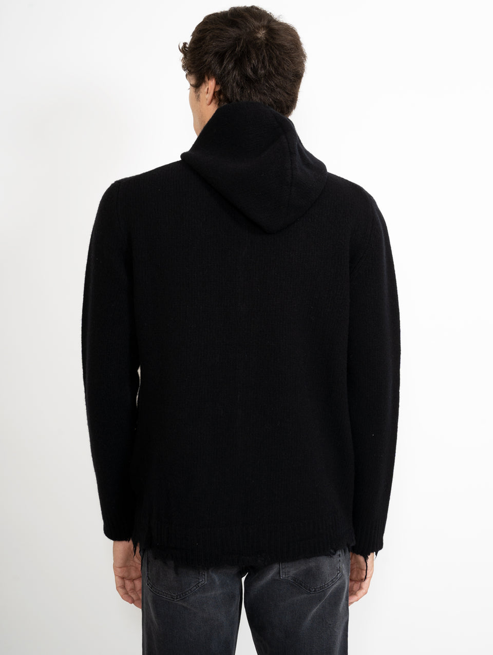 GIORGIO BRATO Cardigan in Maglia con Cappuccio Nero Hotsell