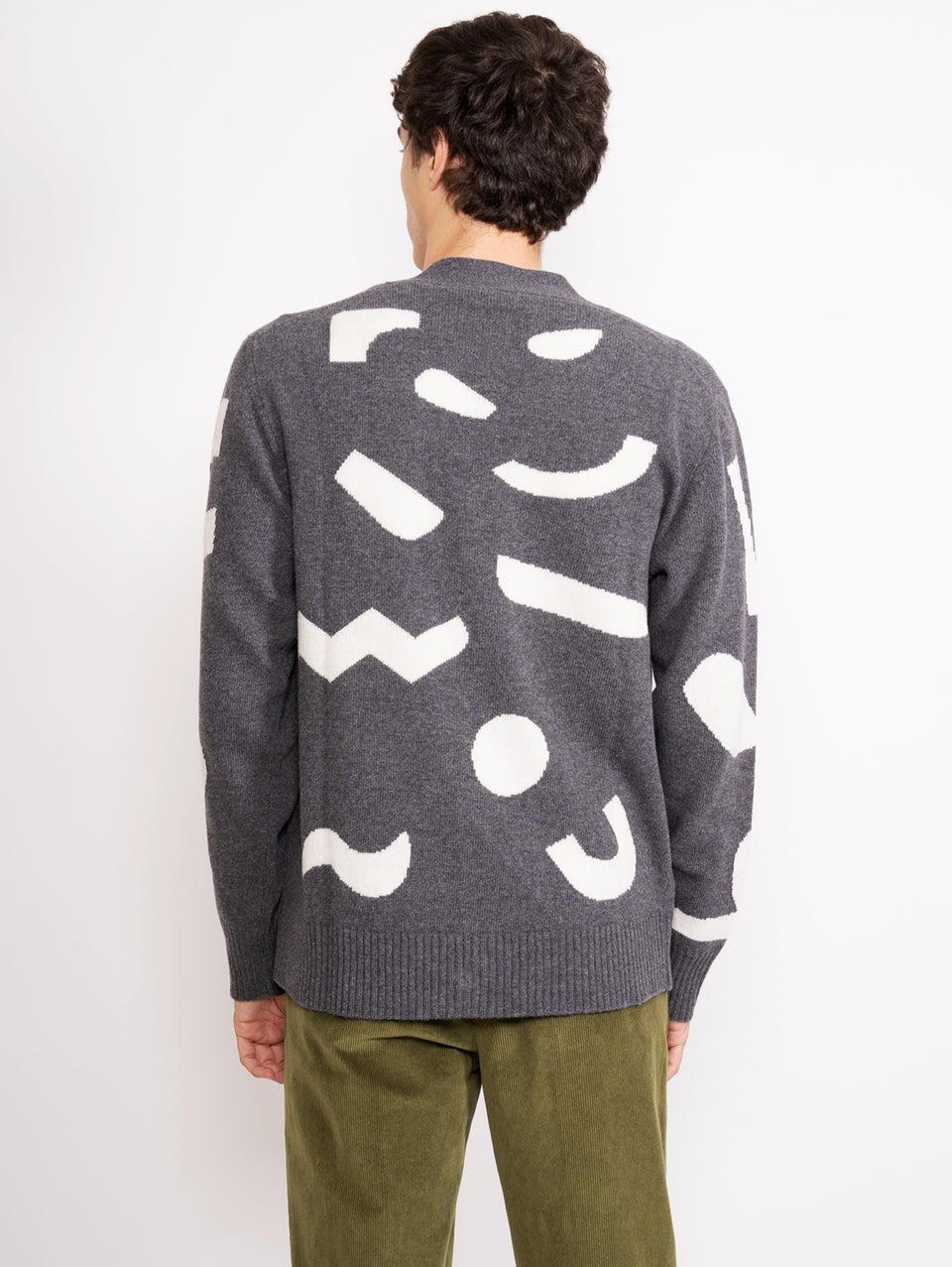 OFFICINE GÉNÉRALE Cardigan con Intarsio a Contrasto Grigio Vendita Economica