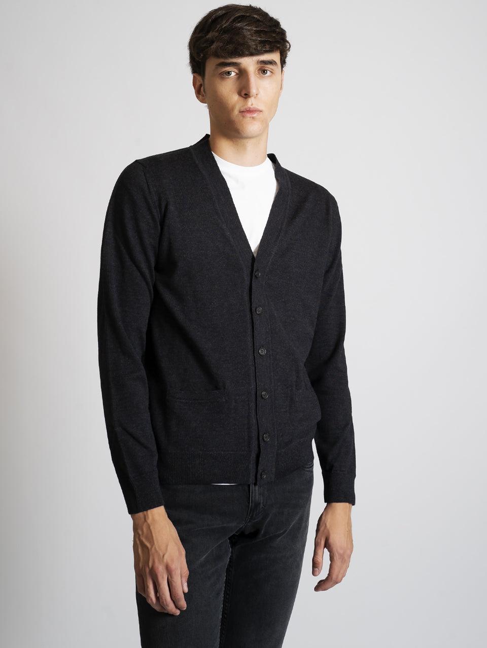ALPHA STUDIO Cardigan Slim Fit Antracite Saldi Di Fabbrica