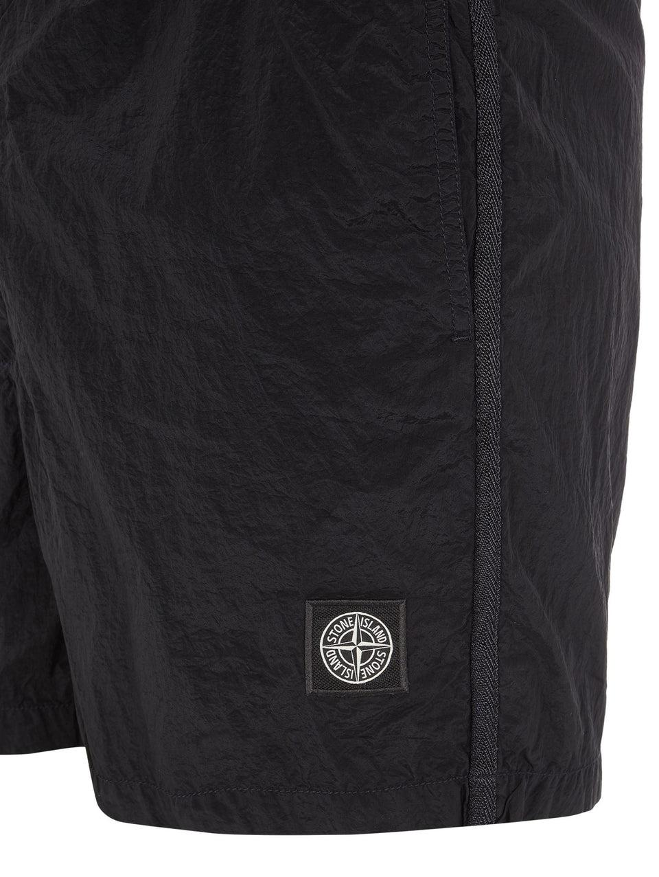 STONE ISLAND Costume da Bagno in Nylon Metal Tinto Nero Italia