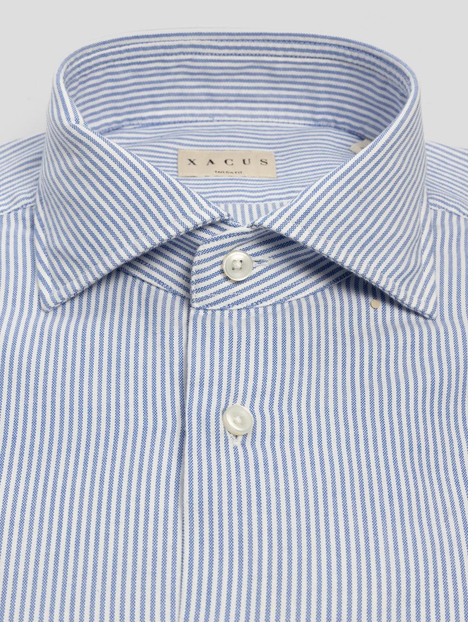 XACUS Camicia a Righe in Cotone Blu/Bianco Pezzi Unici