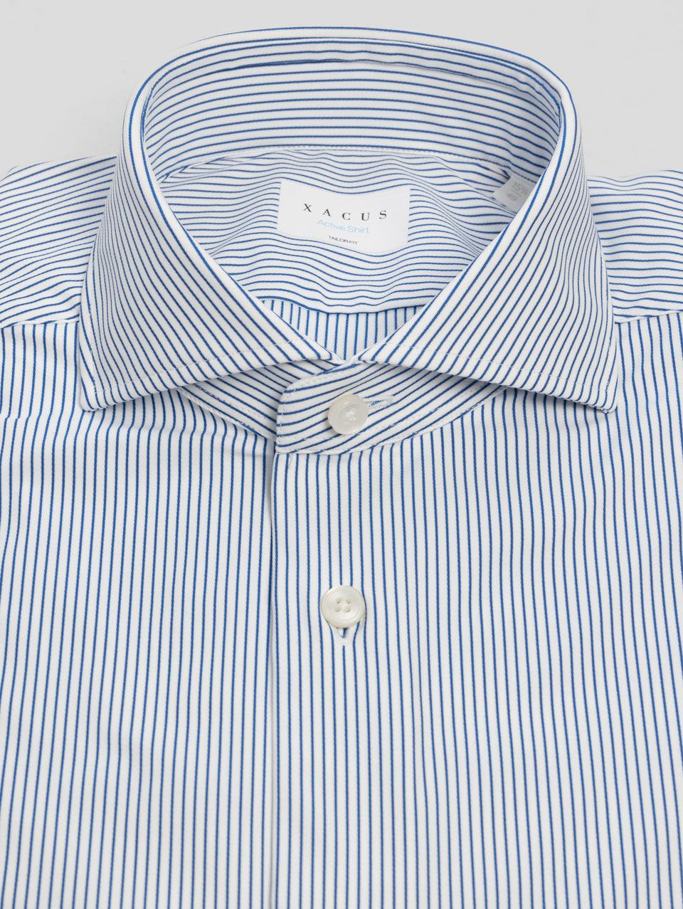XACUS Camicia in Jersey Active Shirt a Righe Bianco/Blu Qualità Garantita