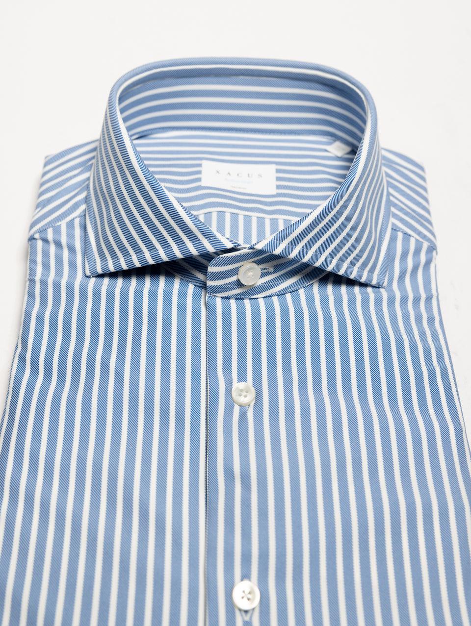 XACUS Camicia in Jersey Active Shirt Stampa Righe Celeste Affare Del Giorno