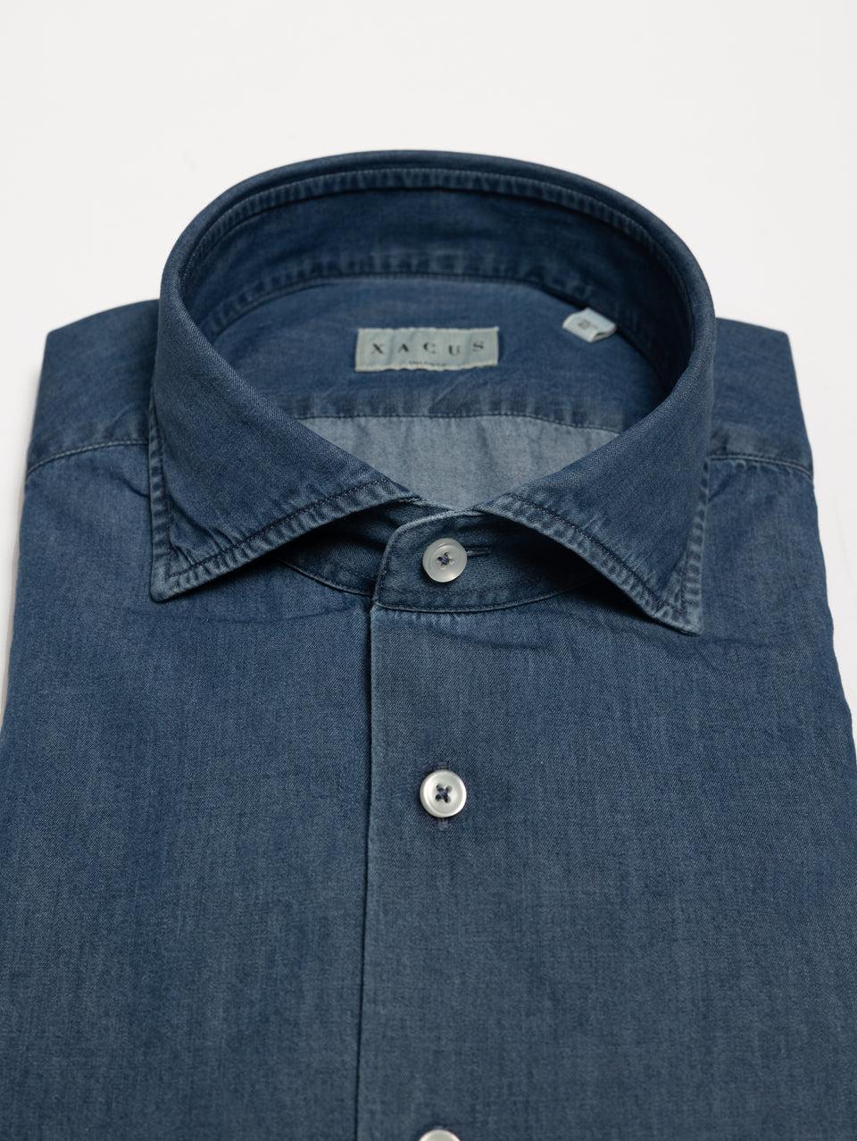 XACUS Camicia Blu Jeans Blu Medio Prezzo Ridotto